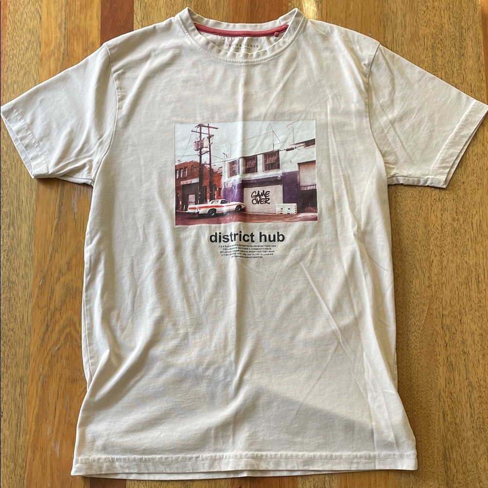 Denim & Flower Cream Graphic Tee